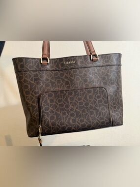 Calvin Klein Dark Brown Monogram Tote Bag